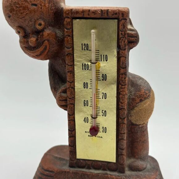 Vintage 40s Syroco Americana Diaper Dan Wood Thermometer - Picture 2 of 7